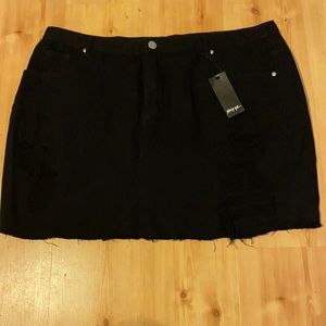 Distressed Denim Mini Skirt